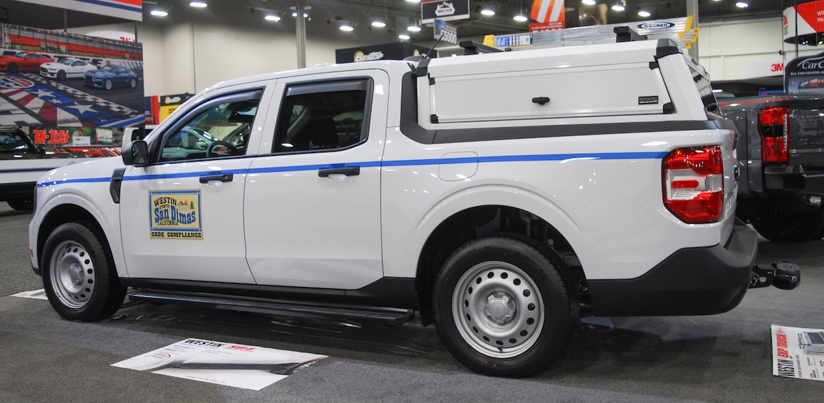 fleet upfitting white commercial project truck at 2025 sema show