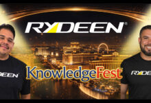 Two Rydeen employees with Las Vegas in the background