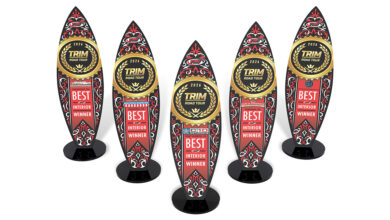 Five TRIM Awards Trophies