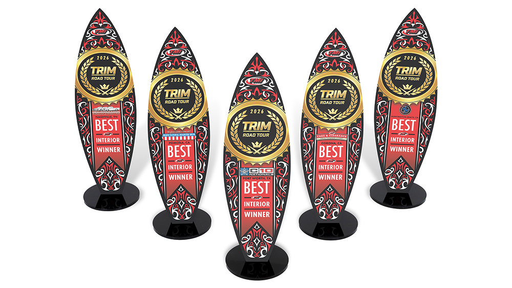 Five TRIM Awards Trophies