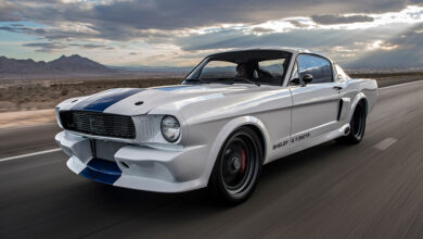Trick Rides Shelby GT350TR in white on road