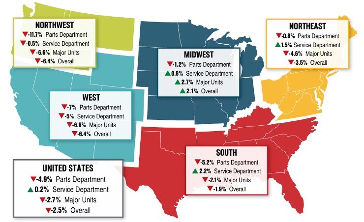 US Map of vehicle and parts sales - Jan 26