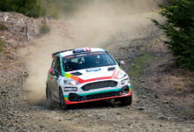 A Ford Fiesta Rally three tackling a round of the American Rally Association (ARA)