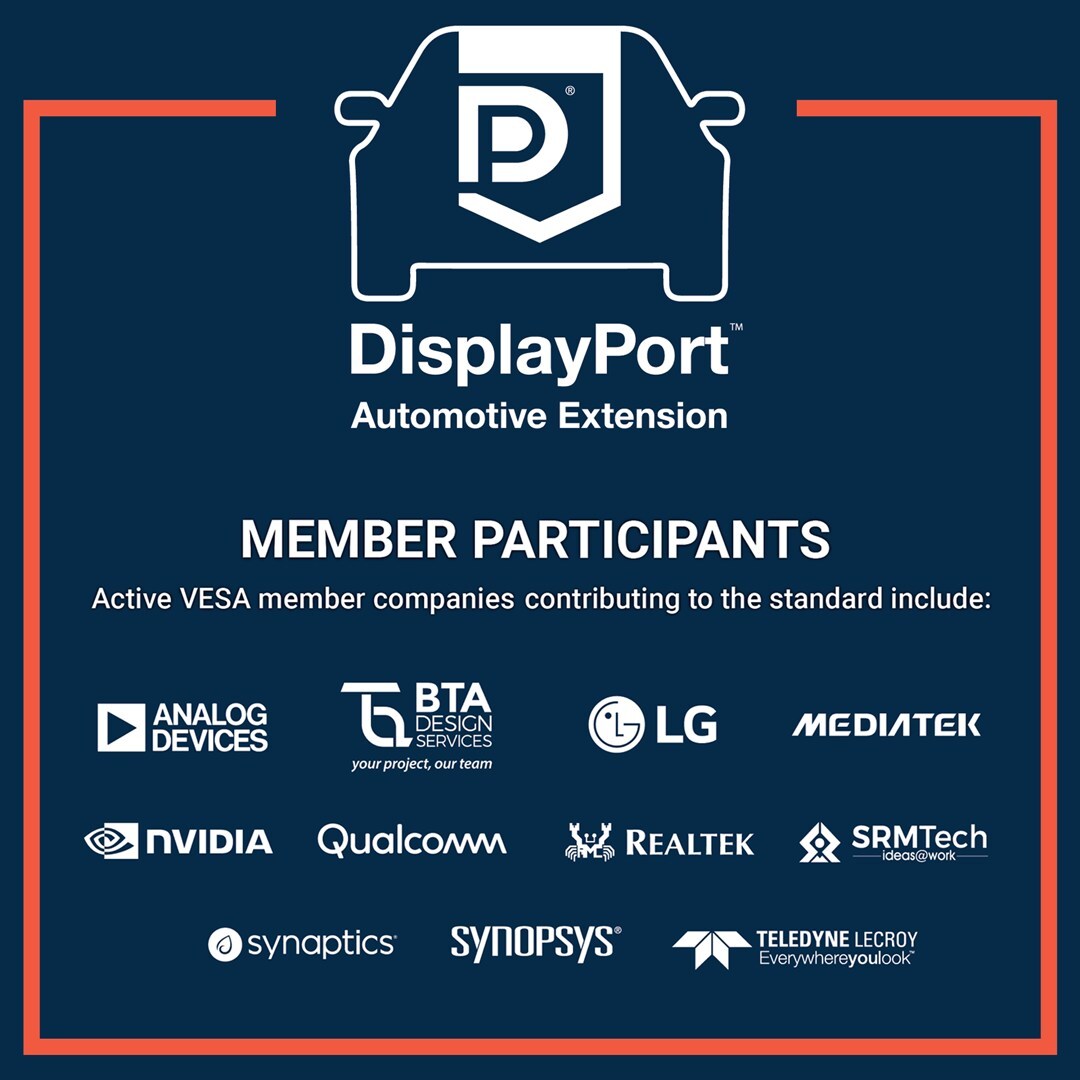 Partial list of VESA member companies that have contributed to the development and validation of the DP AE specification.