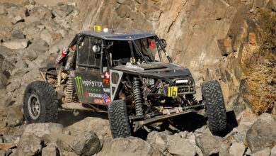 Vehicle climbing rocks