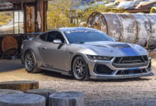 2026 Shelby Super Snake parked in front of old building