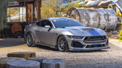 2026 Shelby Super Snake parked in front of old building