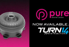 Turn 14 Distribution and Pure Drivetrain Solutions logos.