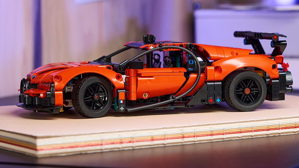 the LEGO Technic Bugatti Chiron Pur Sport on desk