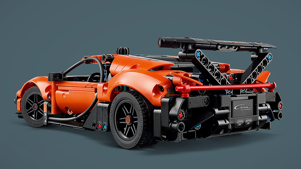 the LEGO Technic Bugatti Chiron Pur Sport on gray background