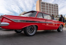 1961 Chevy Impala the Red Sled at car event