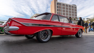 1961 Chevy Impala the Red Sled at car event