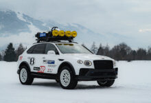 White Bentley Bentayga X Concept parked in snow at FAT Ice Race