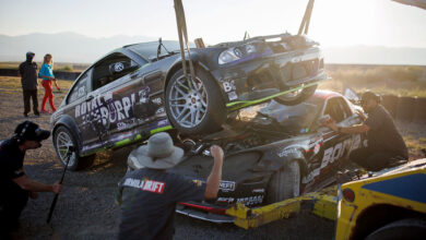 Formula DRIFT cars loaded onto trailer
