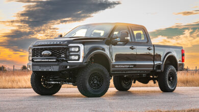 Hennessey Ford F250 VelociRaptor 1200 parked on road at sunset