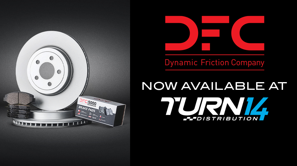Brake parts with DFC and Turn 14 Distribution logos
