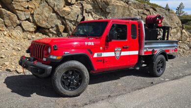 Acela Truck Company’s new Dispatcher 4x4 Type 6 fire apparatus—built on a Jeep Gladiator chassis