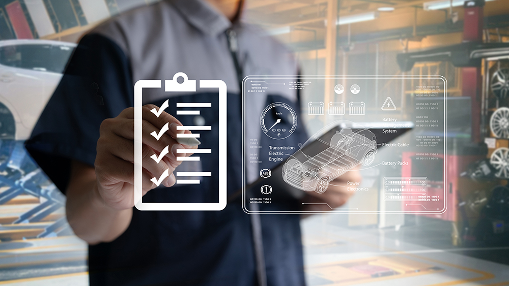 Auto mechanics use tablets with state-of-the-art interactive diagnostic software