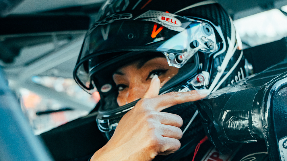 Dystany Spurlock in her race car