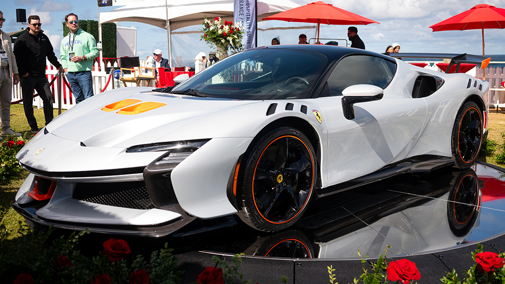 Ferrari SF90 XX Stradale on display at car show.