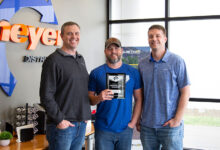 Josh Miller receiving 2025 Q4 Sales Performance Award from Meyer Distributing