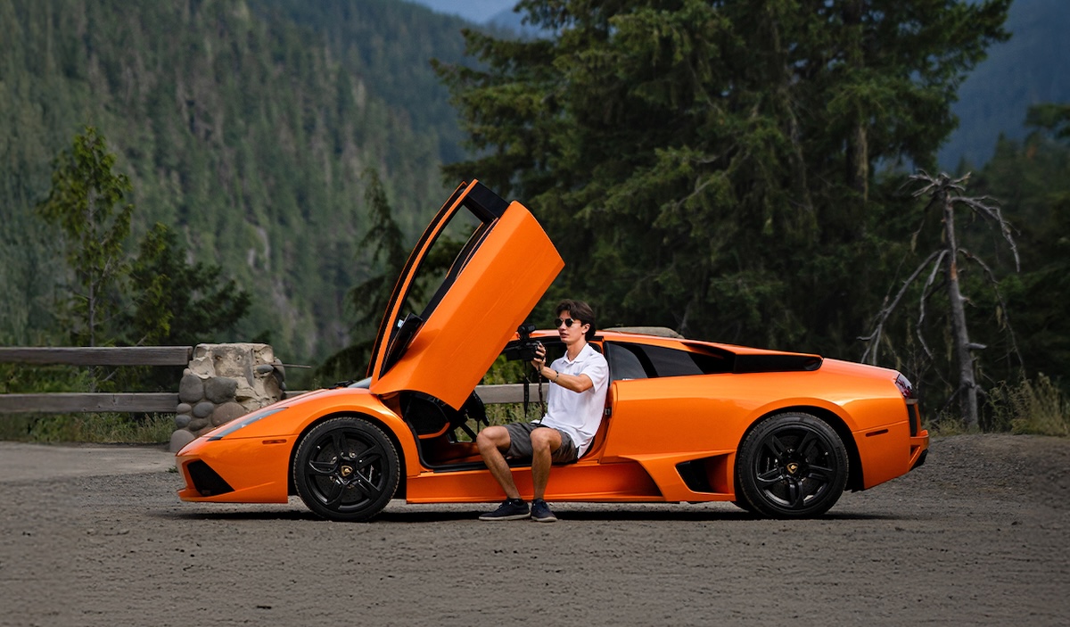 jackulatramotive films in lambo in mountain parking lot