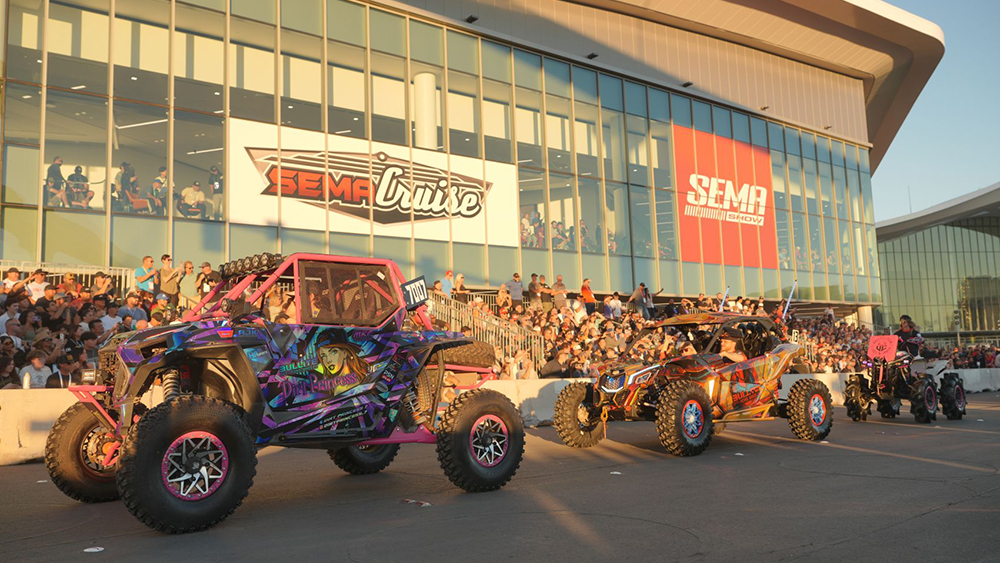 Powersports vehicles outside the Las Vegas Convention Center