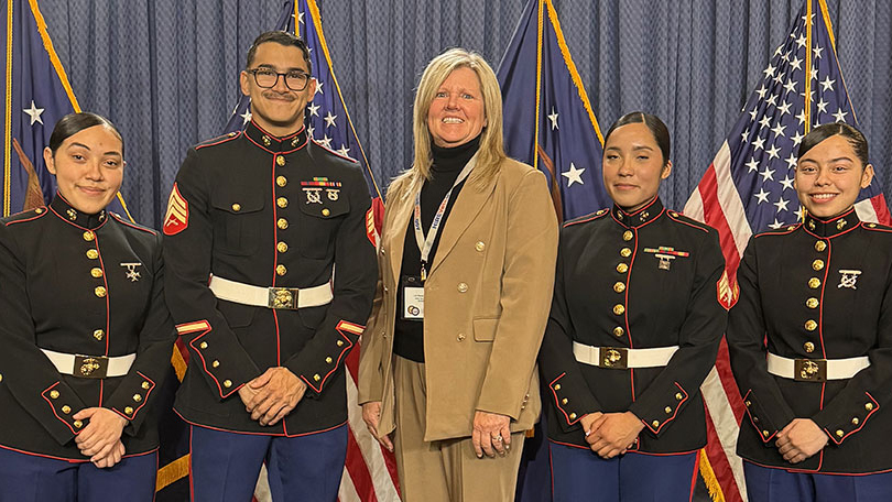 Vets on stage who work at Stanadyne Jacksonville plant
