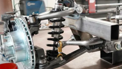 street suspensions tci spring, shock and hub close up