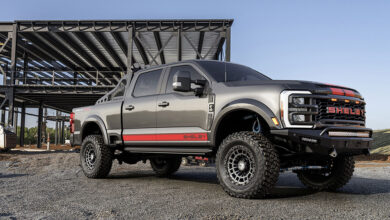 The Shelby Super Baja truck in gray on construction site