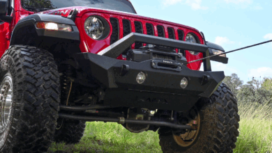 winches trailfx red jeep with line extended