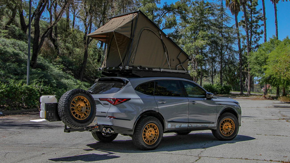 2026 Acura MDX Type S Overland Concept from rear with rooftop tent