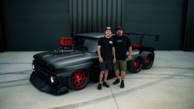 awe & deberti reps in front of custom drift truck build