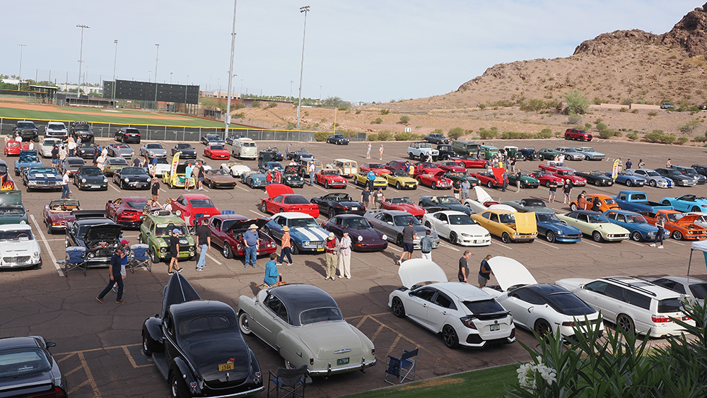 Over 200 vehicles in the car show lot