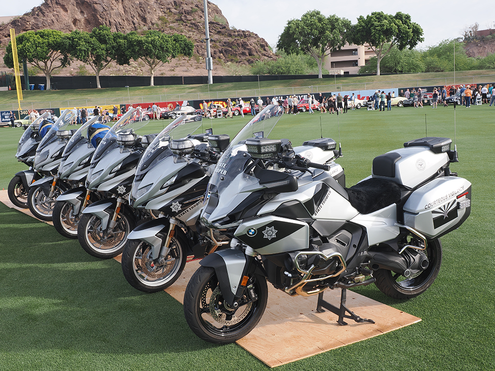 A squad of Department of Public Safety motorcycles