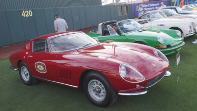 Line of foreign classic cars ready for the Copperstate 1000 rally