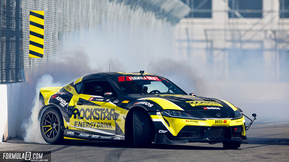 Fredric Aasbo in Rockstar Energy Toyota GR Supra at Formula DRIFT competition