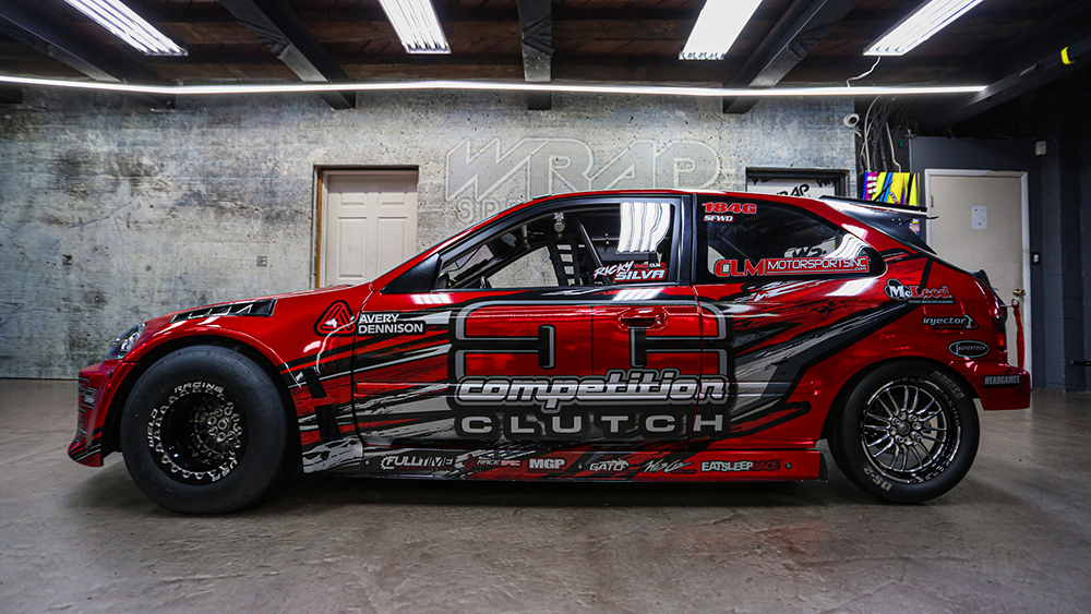 Ricky Silva Racing's FWD Honda Civic Racecar with Avery Dennison wrap side view