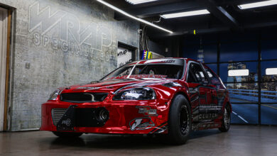 Ricky Silva Racing's FWD Honda Civic Racecar with Avery Dennison wrap front 3.4 view