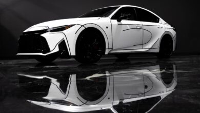 lexus is 350 white & black alex alpert collab side quarter view