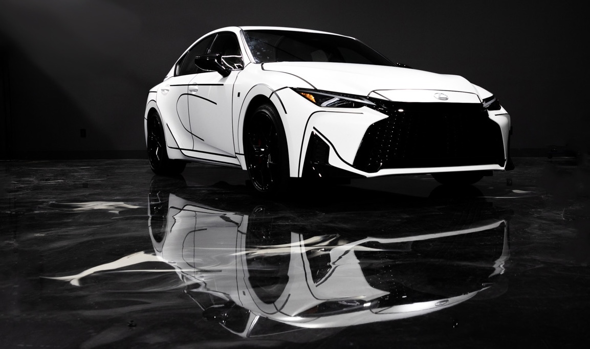 lexus is 350 alex alpert collab white & black front view angled