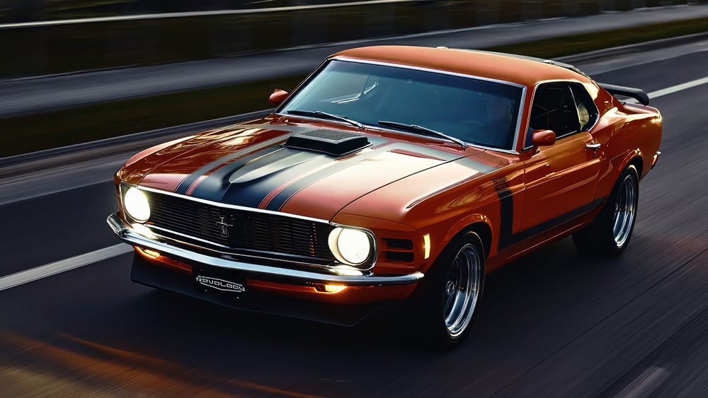 Revology 1970 Mustang Boss 302 on road