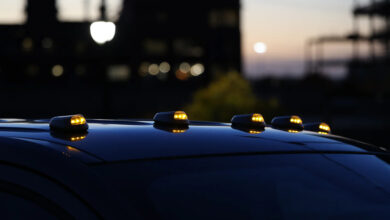 Spirit Fire amber lights mounted on roof of vehicle