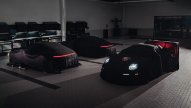 Three bespoke Porsche 911s under wraps in buidling