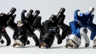 universal technical institute fuji spray guns in a line