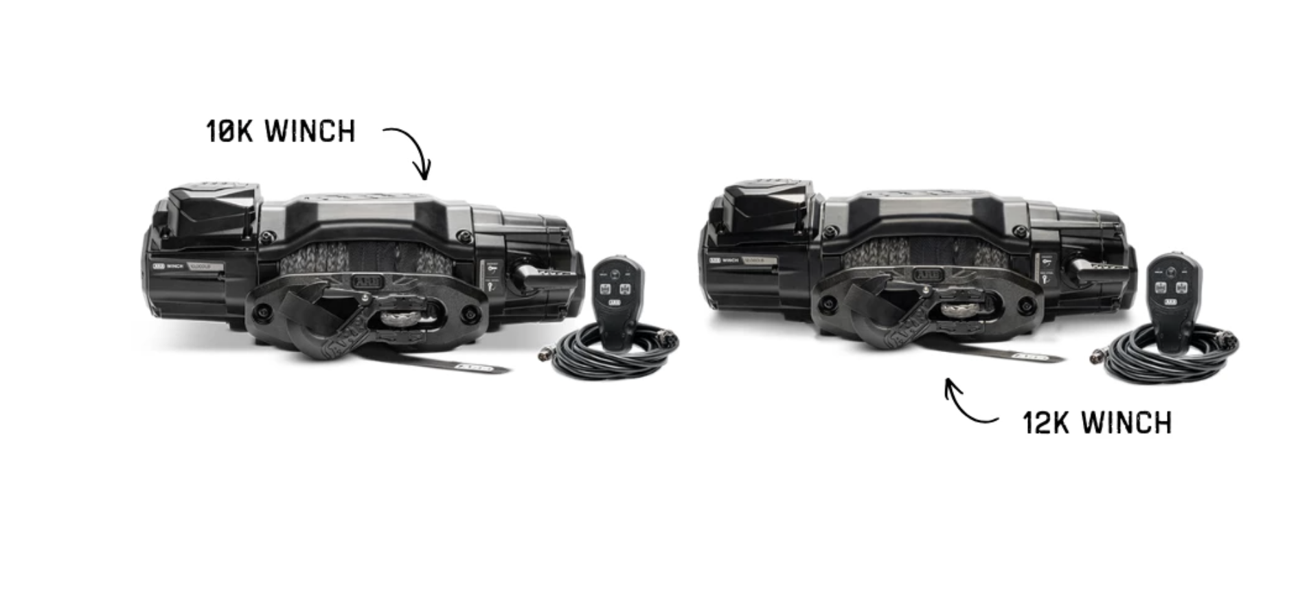 ARB 10K and 12K winches on white background