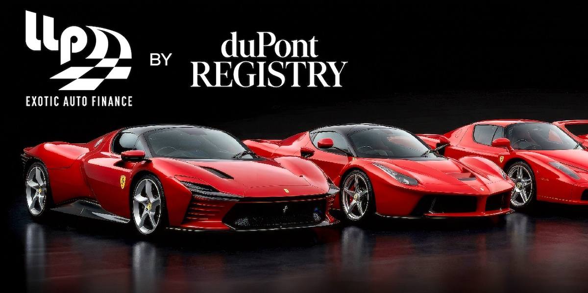 dupont registry financing graphic with red supercars side by side