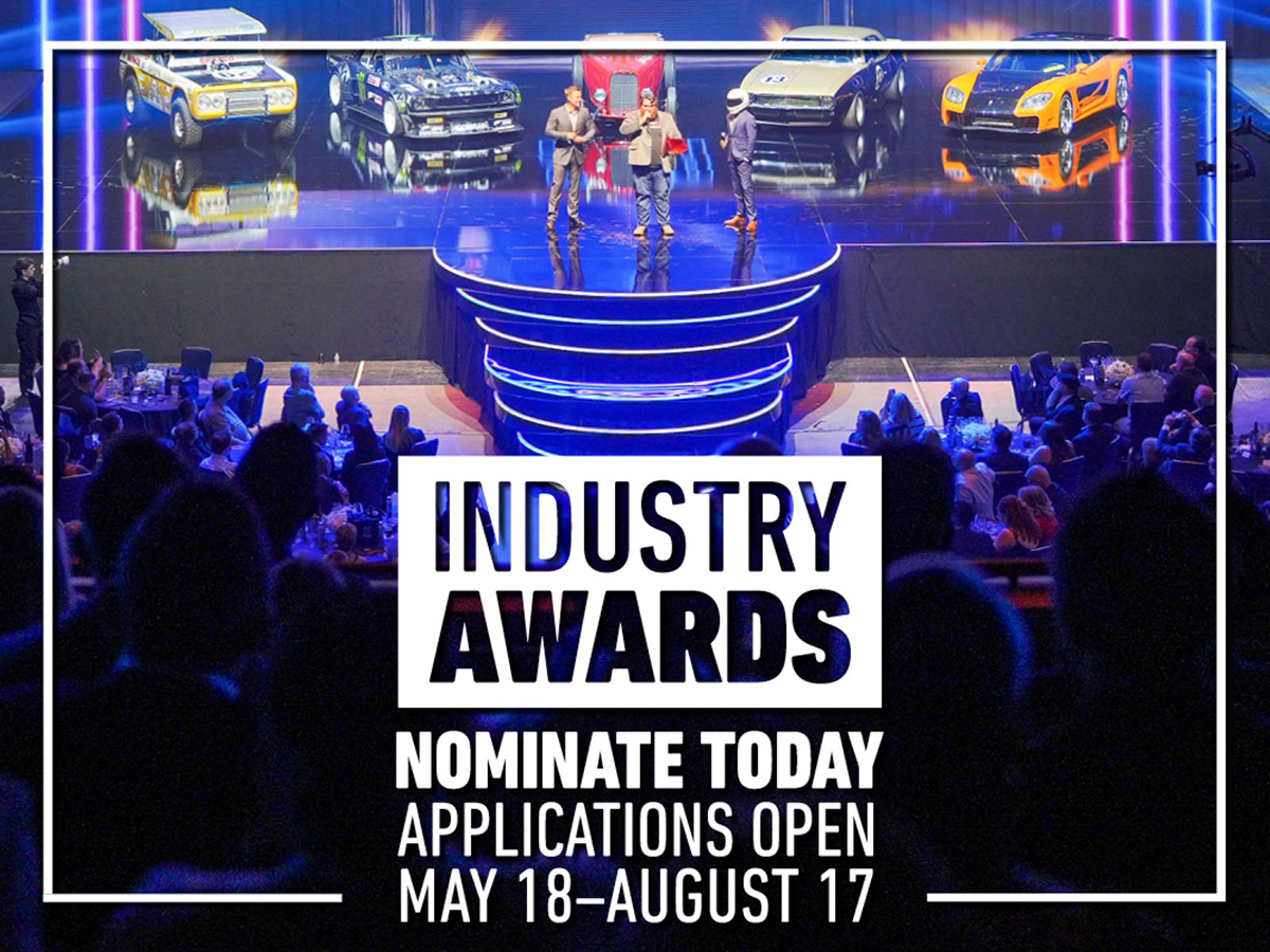 People on stage accepting award at SEMA Show 2025