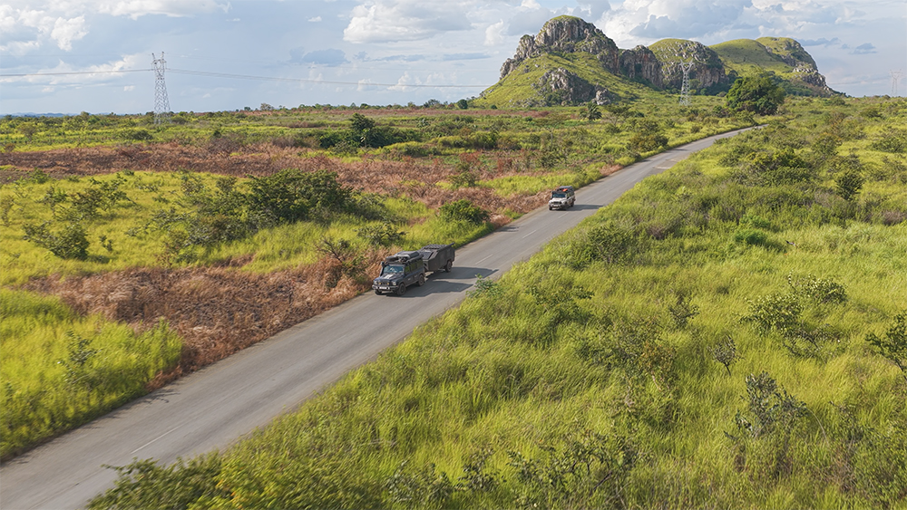 Day 26 - The Ineos Grenadier on road in Angola