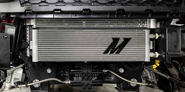 Mishimoto’s direct-fit transmission cooler for RAM 1500 3.0L Hurricane 2025+